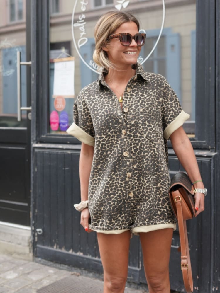 Emma - Skjortekjole med leopardprint